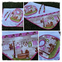 Conjunto fralda, babete e porta-chupeta