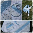 Conjunto fralda, babete e porta-chupeta